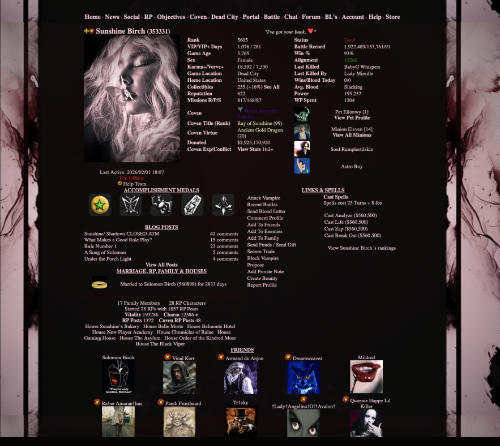 Reign Of Blood Vampire Game screenshot showing how a custom profile looks